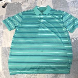 Green white and black striped tee